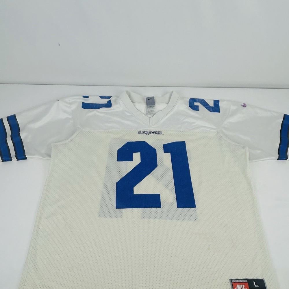 Vintage Nike Team Sports Deion Sander #21 Dallas Cowboys Jersey White Large